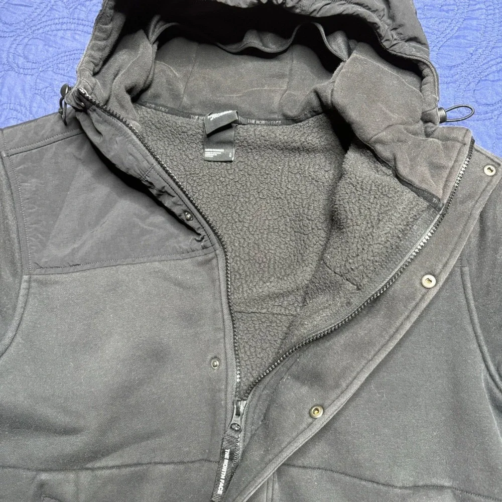 The North Face Mens Sherpa Lined Hooded Jacket Black Large Full Zip Softshell